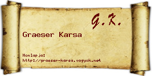 Graeser Karsa névjegykártya